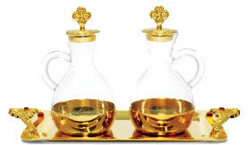 Glass Cruet Set w/24k Gold