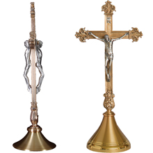 Double Corpus Bronze Altar Crucifix