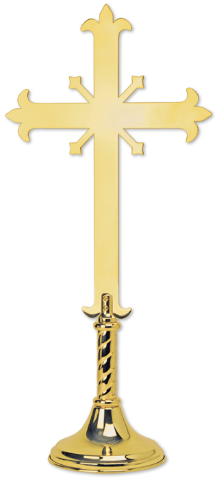 Fleur-de-lis Brass Altar Cross