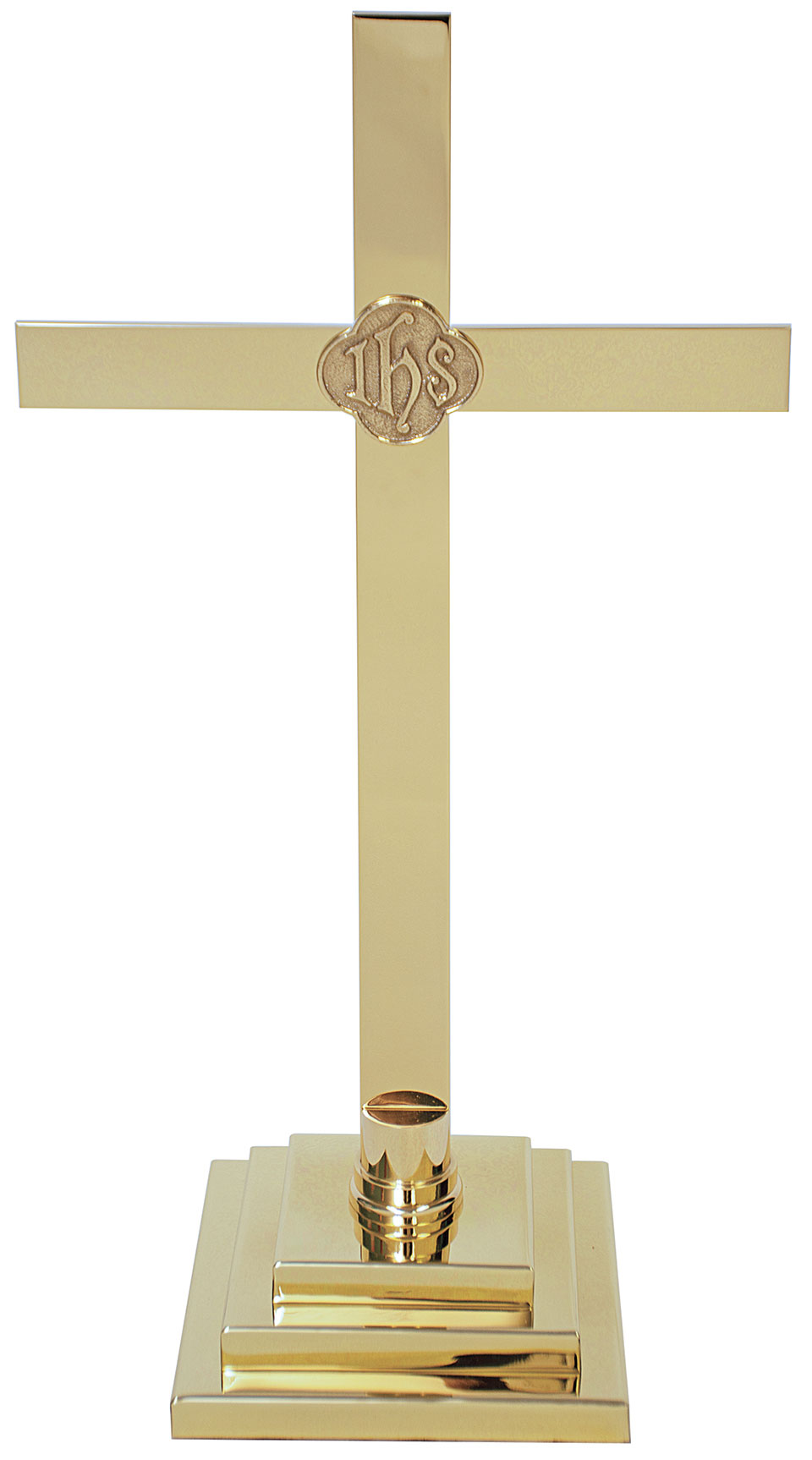 Brass Altar Cross with IHS Emblem