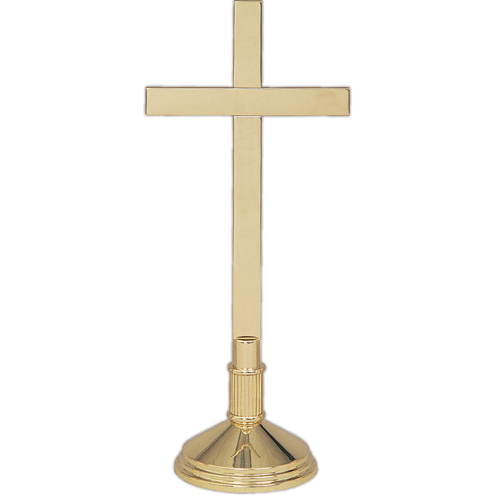 Round Base Tiered Brass Altar Cross