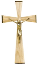Brass and Oak Altar Crucifix