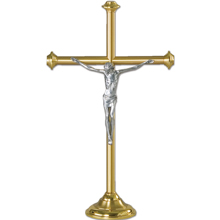 Tube Design Brass Altar Crucifix