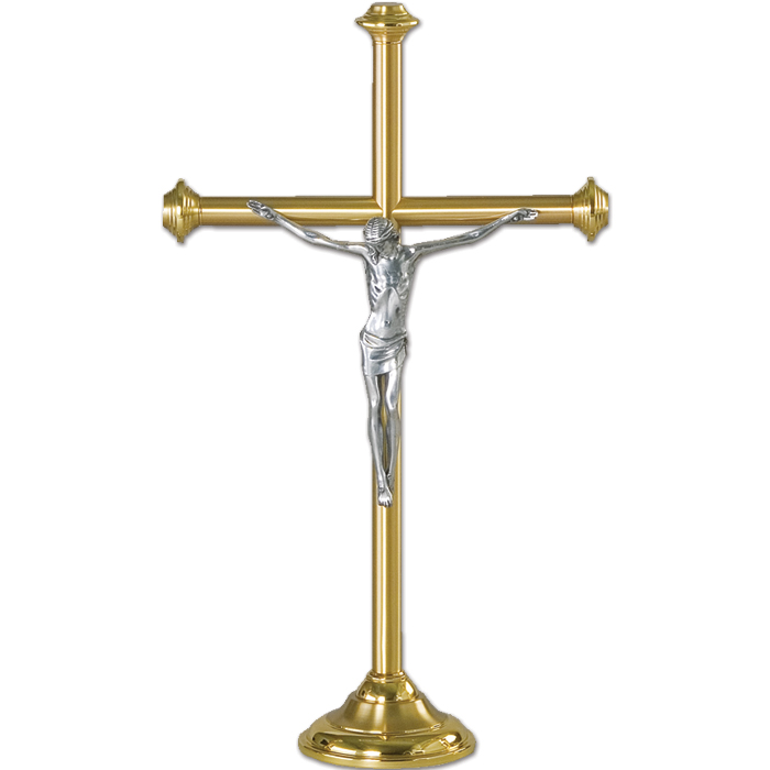 Tube Design Brass Altar Crucifix