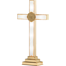 Illuminated IHS Brass Altar Cross