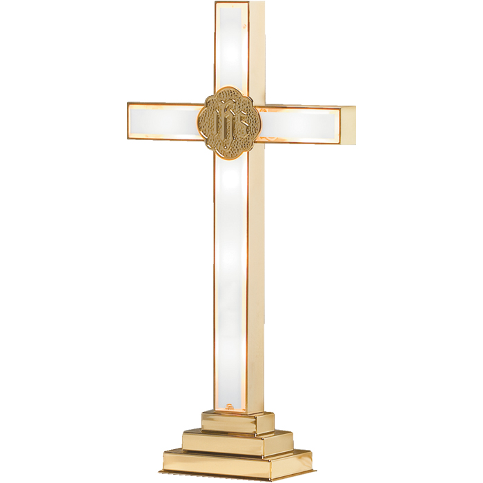 Illuminated IHS Brass Altar Cross