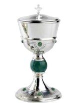 Silver Plated Brass Ciborium, Gold Lined Cup