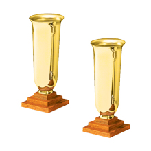 Brass Vases with Oak Base