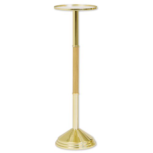 Brass and Oak Plate-Top Pedestal