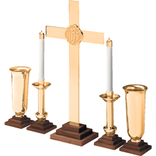Brass-Oak Altar Set