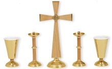 Oak and Brass Altar Set