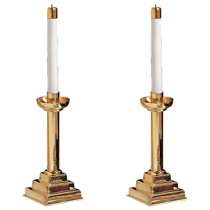 Tierded Base Brass Altar Candlestick. 825052XX. Tonini Church Supply