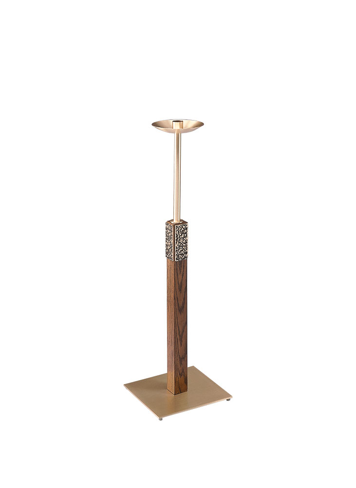 Bronze and Oak Standing Paschal Candlestick