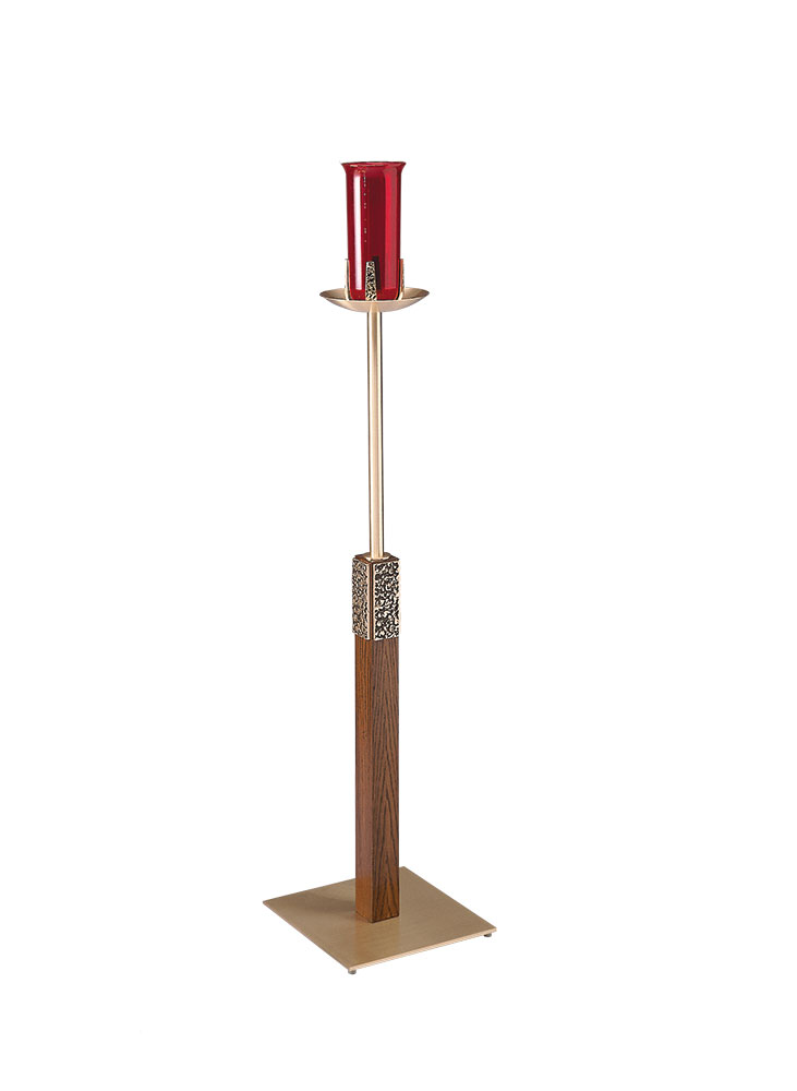 Oak and Bronze Standing Sanctuary Lamp