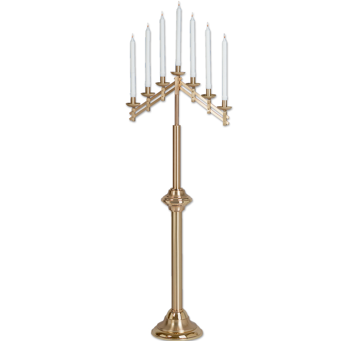 Adjustable Brass 7 Light Floor Candelabra