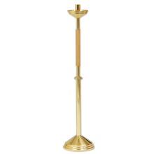 Brass and Oak Processional Candlestick