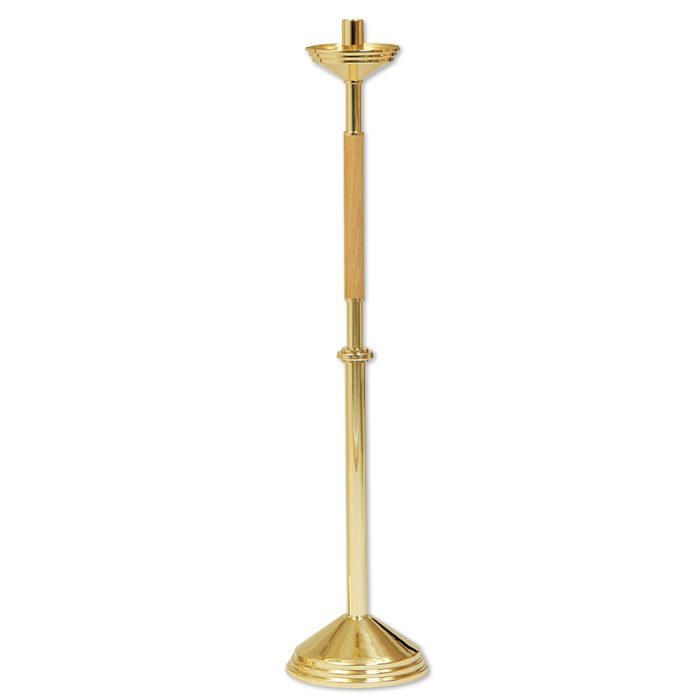 Brass and Oak Processional Candlestick