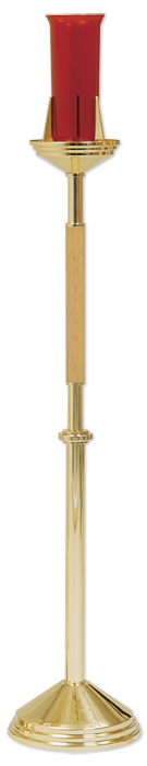 Brass and Oak Floor Sanctuary Lamp