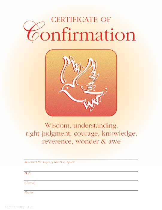 Dove 7 Gifts Confirmation Certificate