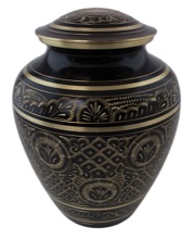 Two-tone Brass Urn Black and Gold