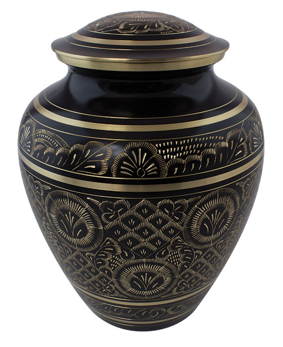 Two-tone Brass Urn Black and Gold