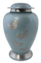 Blue Butterfly Brass Urn
