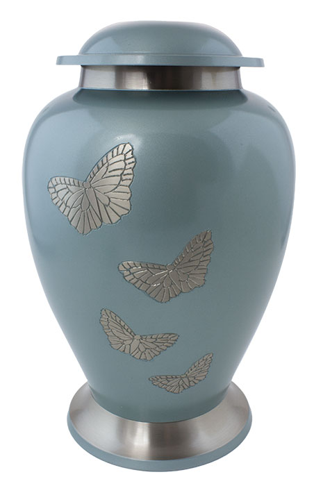 Blue Butterfly Brass Urn