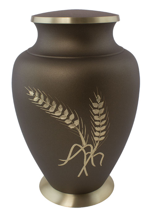 Brass Urn with Wheat Design