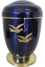 Blue Copper Urn with Doves