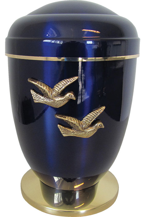Blue Copper Urn with Doves