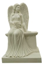 Seated Guardian Angel on Bench Hand Carved Marble Statue