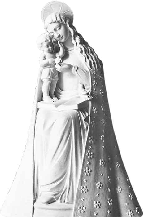 Seated Madonna and Child Hand Carved Marble Statue