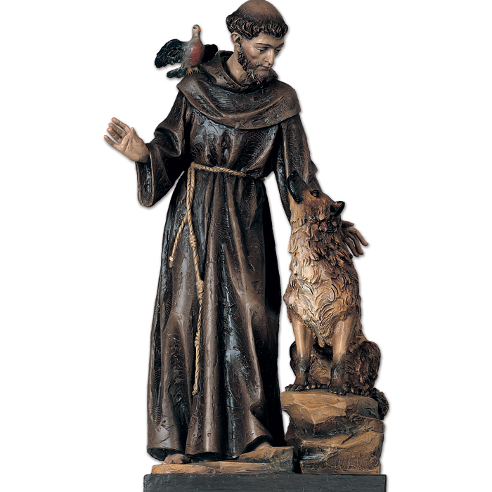 St. Francis with Wolf and Bird