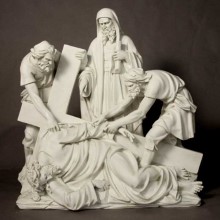 Full Round Marble White Stations of the Cross