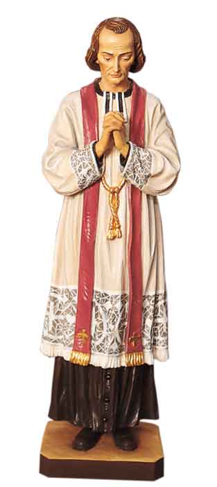 St. John Vianney Full Color Full Round Statue