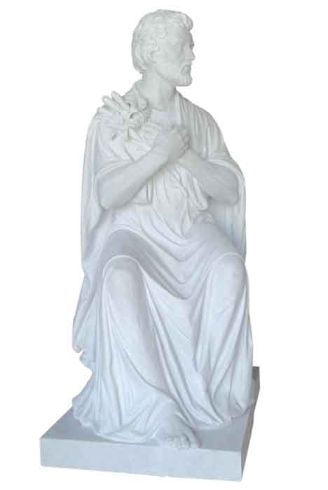 St. Joseph Seated Hand Carved Marble Statue