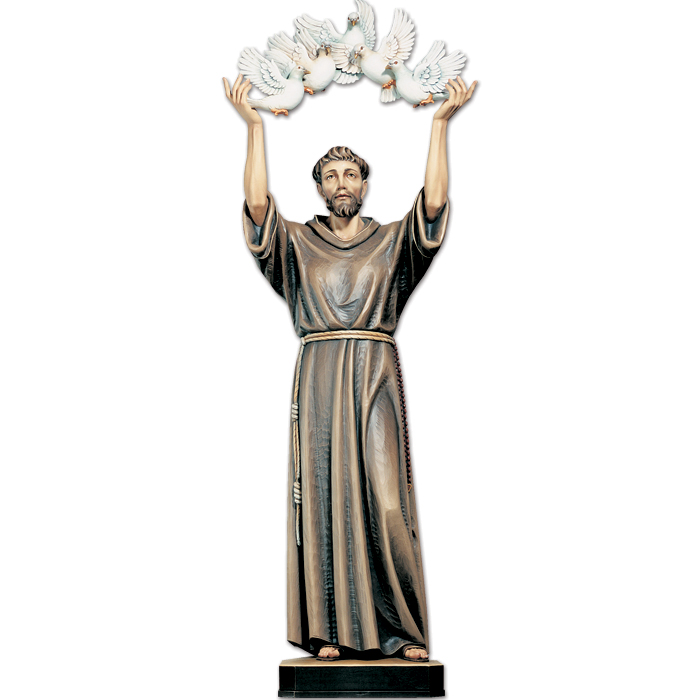 St. Francis with Doves Full Color Statue