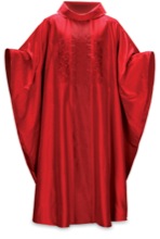 RED RICAMO CHASUBLE W/SILK