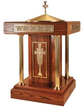 Cross Design Bronze Column Design Baptismal Font