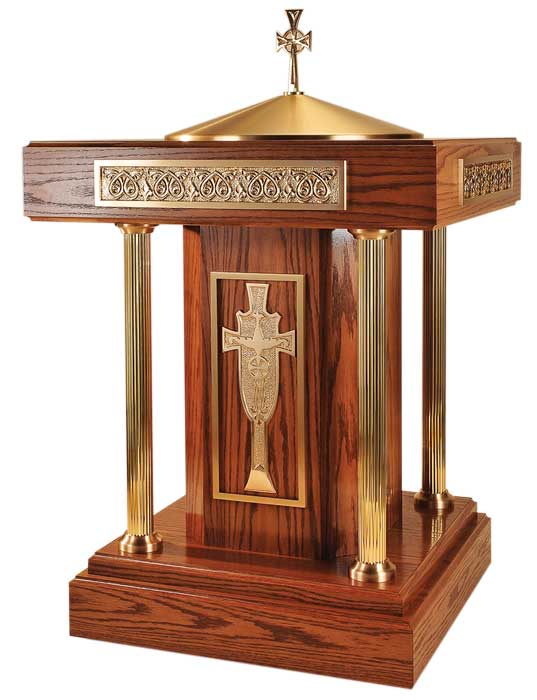 Cross Design Bronze Column Design Baptismal Font