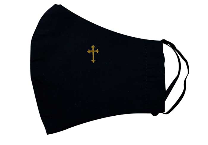 Black Budded Cross Embroidered Face Mask