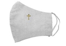 White Budded Cross Embroidered Face Mask