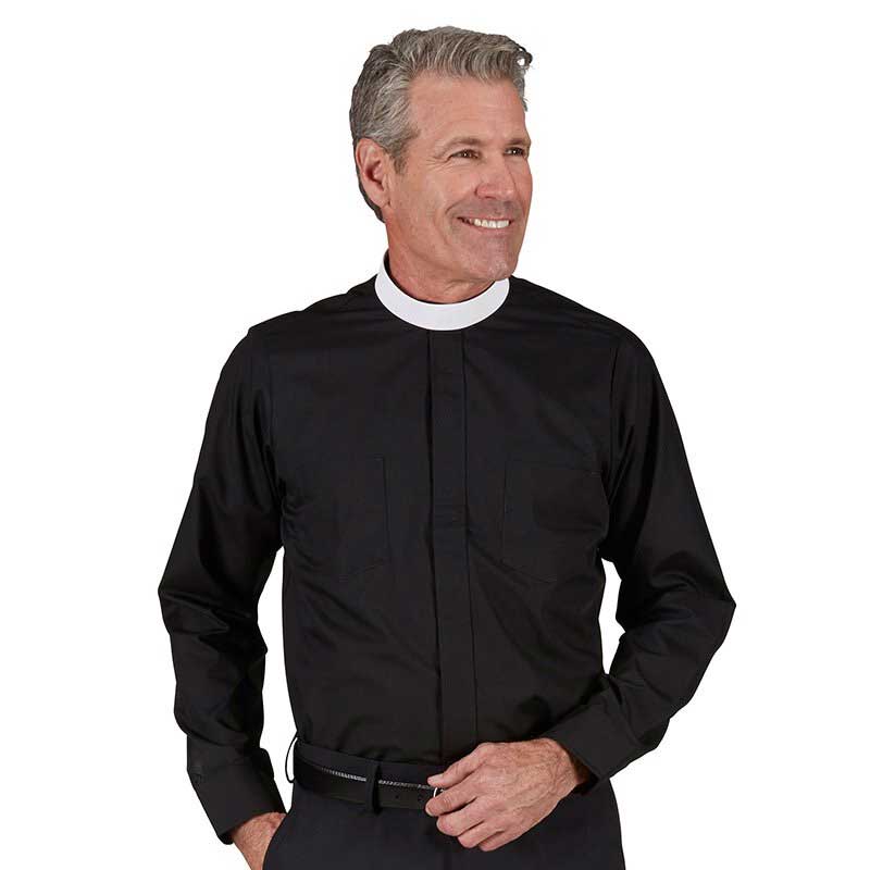 Long Sleeve Neckband Summer Comfort Clergy Shirt