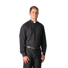Easy Care Black Cloth Collar Clergy Shirt