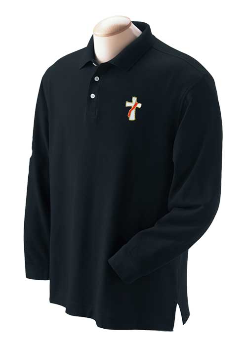 Black Long Sleeve Deacon Clergy Polo