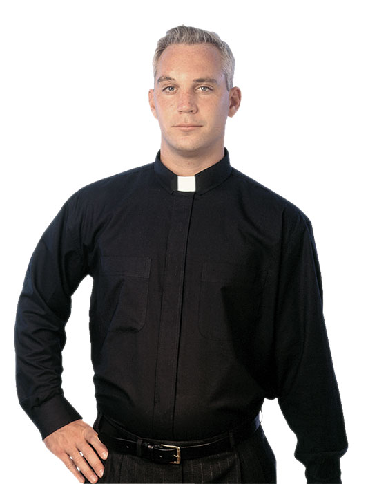 Easy Care Black Tab Collar Clergy Shirt