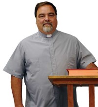 Full Size Grey Tab Collar Clergy Shirt