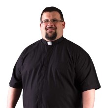 Big and Tall Black Tab Collar Short Sleeve Clergy Shirt