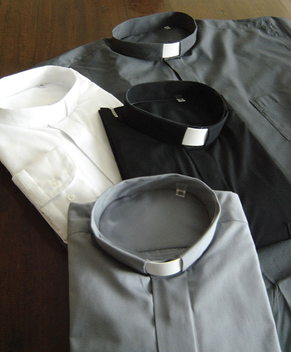 White Tab Collar Long Sleeve Clergy Shirt