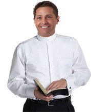 White French Cuff Neckband Collar Clergy Shirt